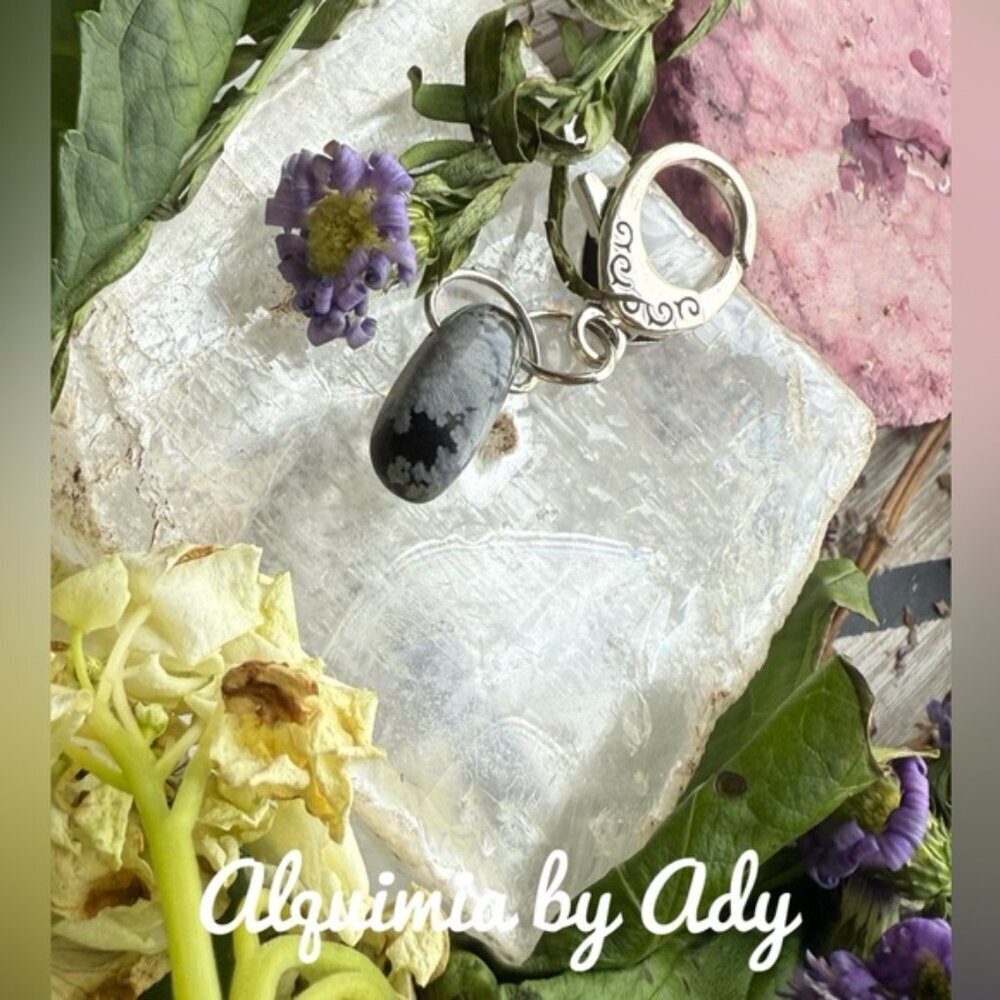 Obsidian Charm  Silver and Black Key Holder